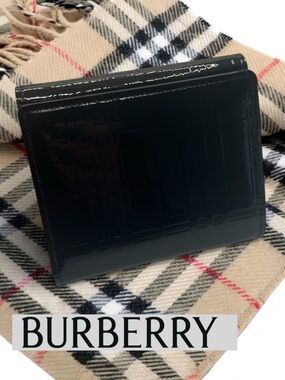 Burberry Nova Check Embossed Patent Leather Bifold Wallet